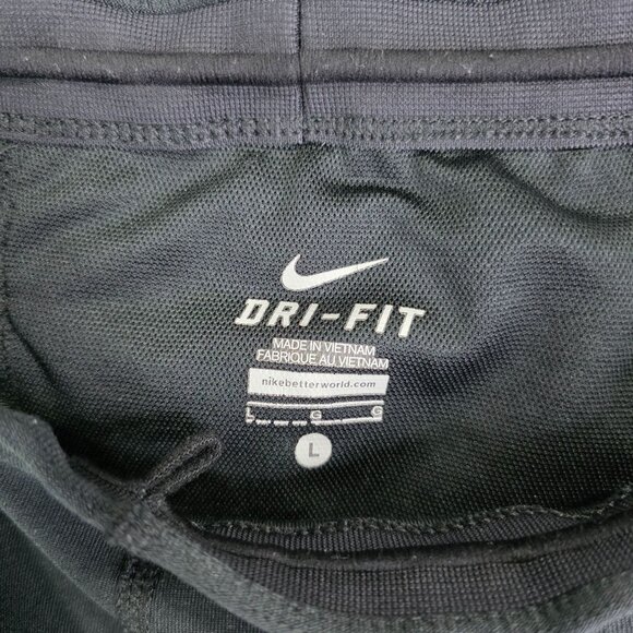 Womens Nike Dri Fit Black Cropped Leggings Polyester Spandex Activewear Size L - Picture 4 of 12